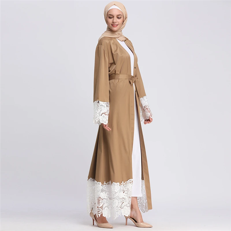 Плюс размер халат Малайзия Abaya Дубай женское Бисероплетение Жемчужное Кружево
