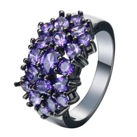 luxury black rings for women vintage punk wedding jewelry gift elegant purple stone czech finger engagement ring factory price