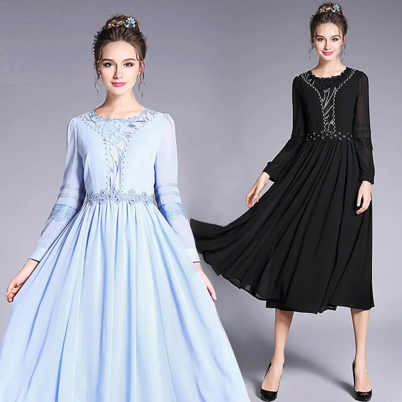 2017 женское элегантное длинное шифоновое кружевное платье с бисером вечерние нее