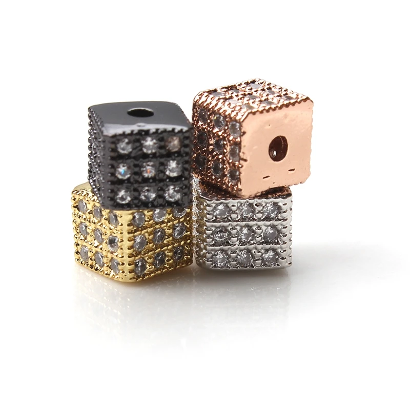 1 шт. 6*6 мм шикарный крошечный кубик микро паве Блестящий Циркон бусина для