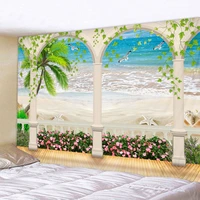 beautiful beach scenery print wall tapestry cheap hippie wall hanging art carpet bohemian decorative living room big blanket