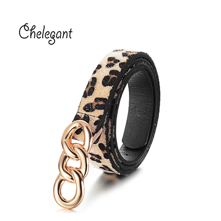 Leopard Pattern Chelegant поясом Для женщин с конским волосом, пояс с леопардовым рисунком из розового золота с металлической пряжкой Лидер продаж женский ремень pu - Цвет: Leopard Pattern