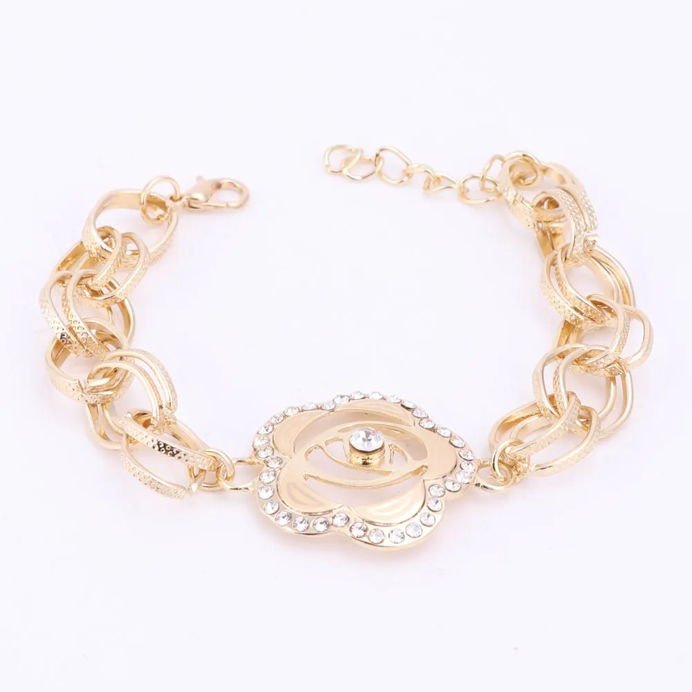 Ожерелье с подвеской в виде цветка серьги браслет кольцо набор Модные Ювелирные