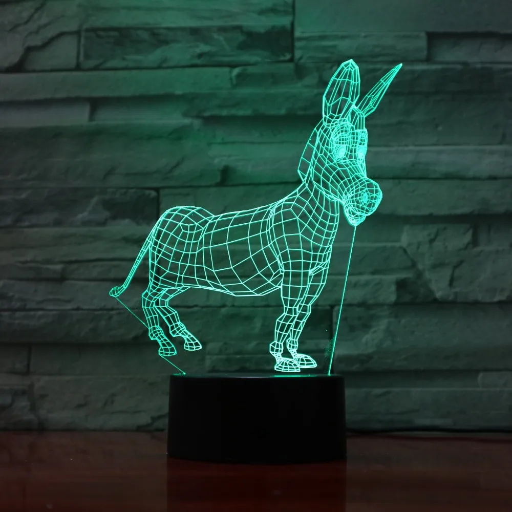 СВЕТОДИОДНЫЙ ночник в виде животного осла 3D моделирование смена Usb сенсорная