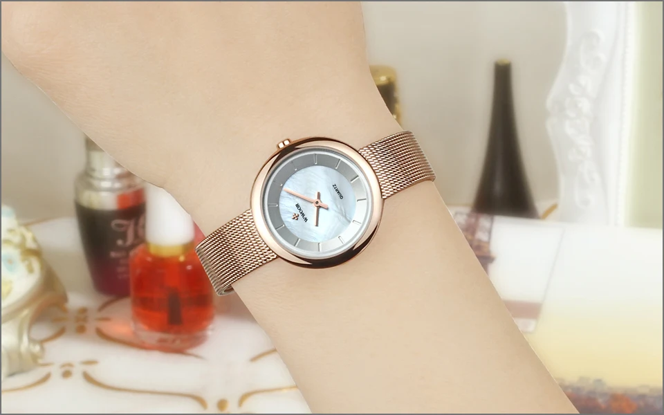 WWOOR, элегантные Брендовые женские часы из розового золота,, Montre Femme, модные женские часы с браслетом, ультратонкие кварцевые наручные часы Relogio