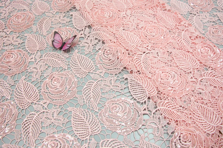 Водорастворимый шарик кусок вышитые ткани мода вышитая блестками ткань в