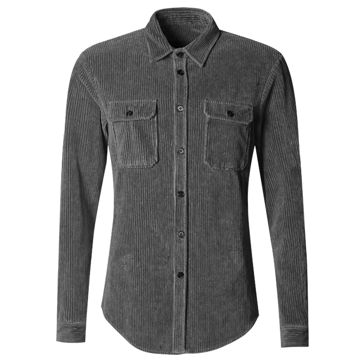 Men's Winter Dress Casual Corduroy European Style Long Sleeve Shirt New Slim Pockets Thickened Pure Cotton S896 | Мужская одежда