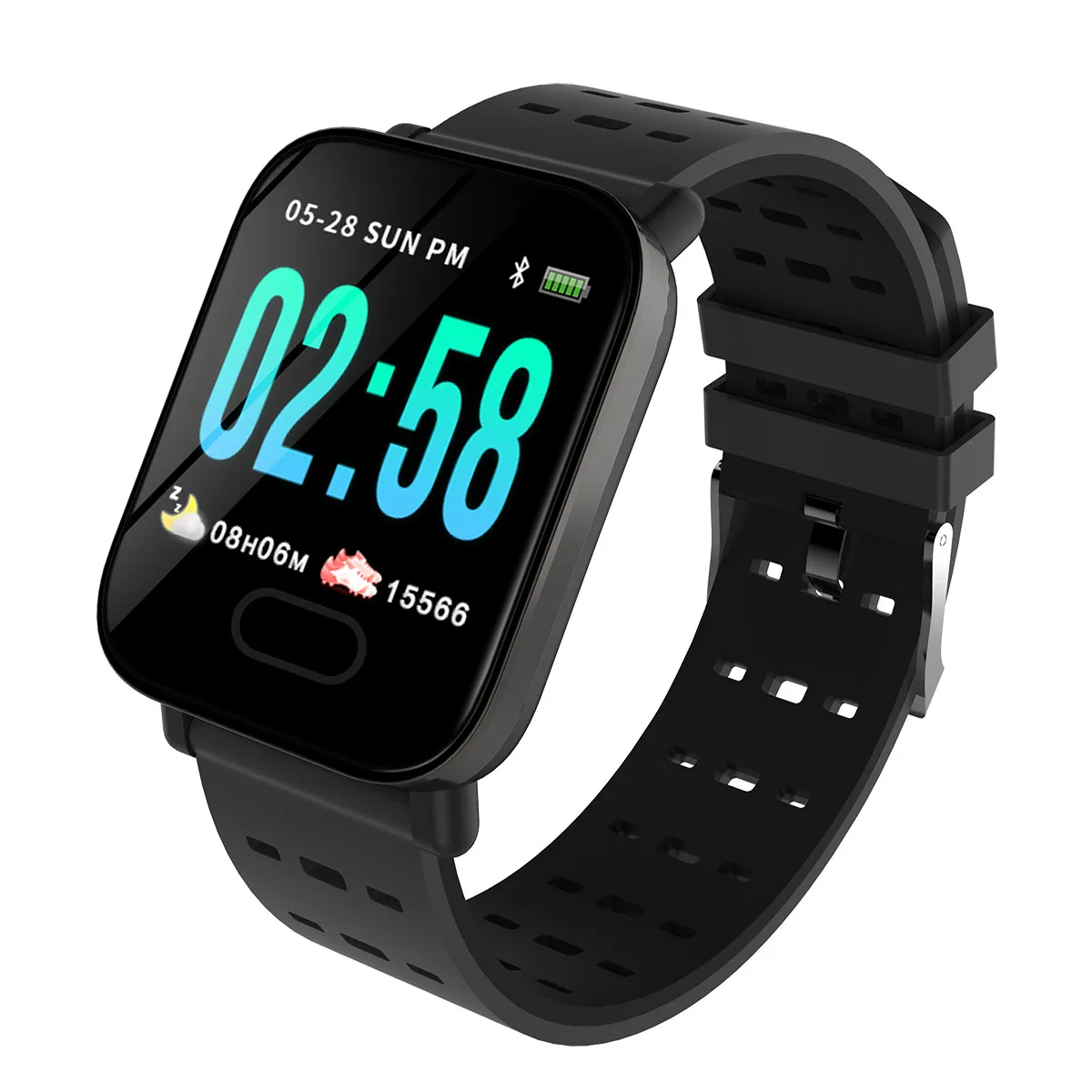 Черный Фитнес шаг шагомера трекер открытый бег Счетчик калорий smartwatch часы пульсометр сна кровяное давление монитор здоровья - Цвет: Черный