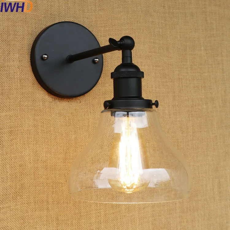 Iwhd Стекло мяч ретро Винтаж настенные светильники бра wandlamp LED edison промышленных настенный светильник Лофт Apliques сравнению Lampen