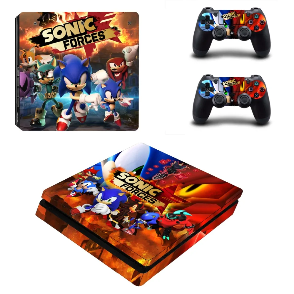 Виниловая наклейка для игровой консоли и контроллера PS4 Sonic Force Slim Skin | Электроника