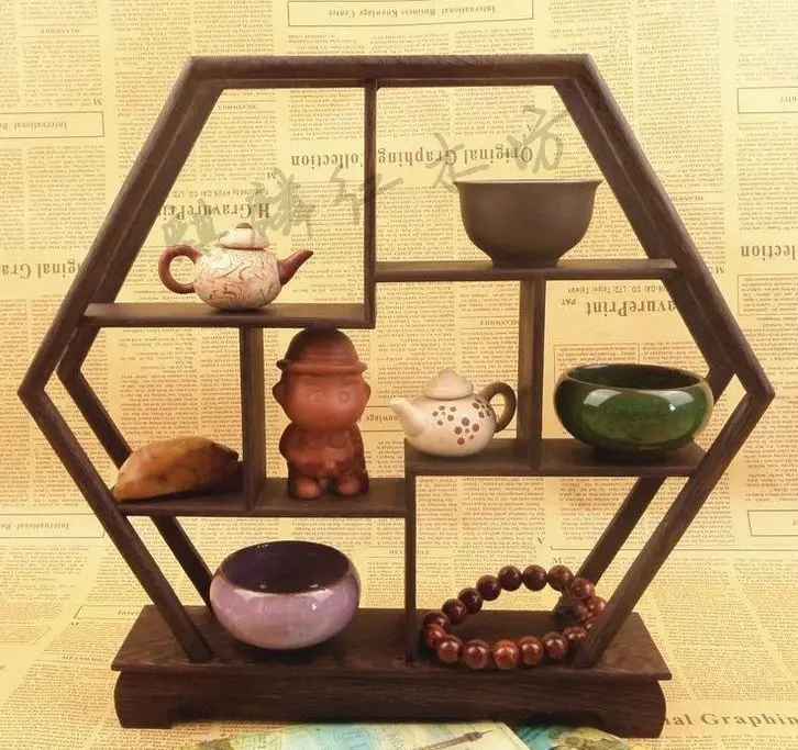 Красивая деревянная подставка/полка для NETSUKE/табачных бутылок или сувениров