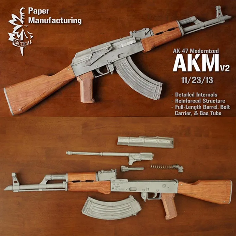 Ручная работа из бумаги масштаб 1: 1 бумажная модель пистолета AKM игрушка ручной