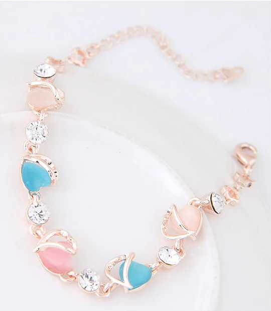 Bohemia Trendy Mix Color Rhinestone Chain &amp Link Bracelets Gold-rose Charm for Girl Woman Fashion Personalized Jewelry | Украшения и