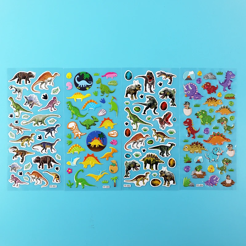 4 шт./лот Симпатичные динозавры наклейки с животными Юрского периода 3D Мультяшные