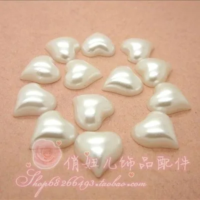 

Free Shipping Ivory/White Craft ABS 12mm 15mm Imitation Half Heart Pearls Flatback Pearls Resin Scrapbook Beads Decorate Diy