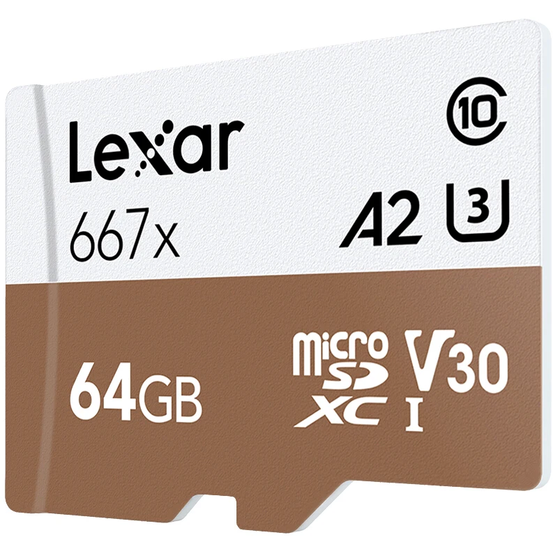 Оригинальный адаптер Lexar Tarjeta 667x Micro SDXC с процессором 64 ГБ 256 128 A2 U3 V30 Clase 10 1080 p HD 4 K 3D |