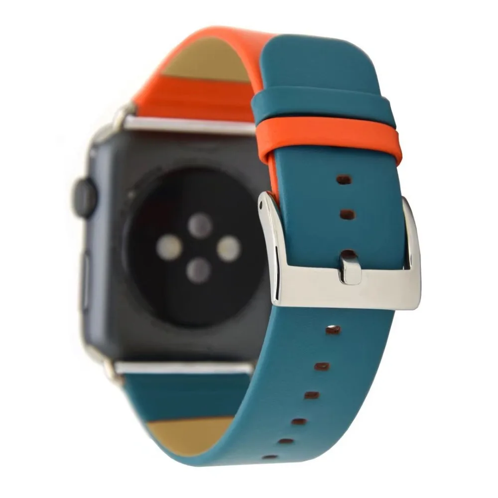 Модный двухцветный ремешок для часов для Apple Watch 38 мм 40 мм ремешок из натуральной кожи для iWatch 42 мм 44 мм Серия 1 2 3 4 браслет