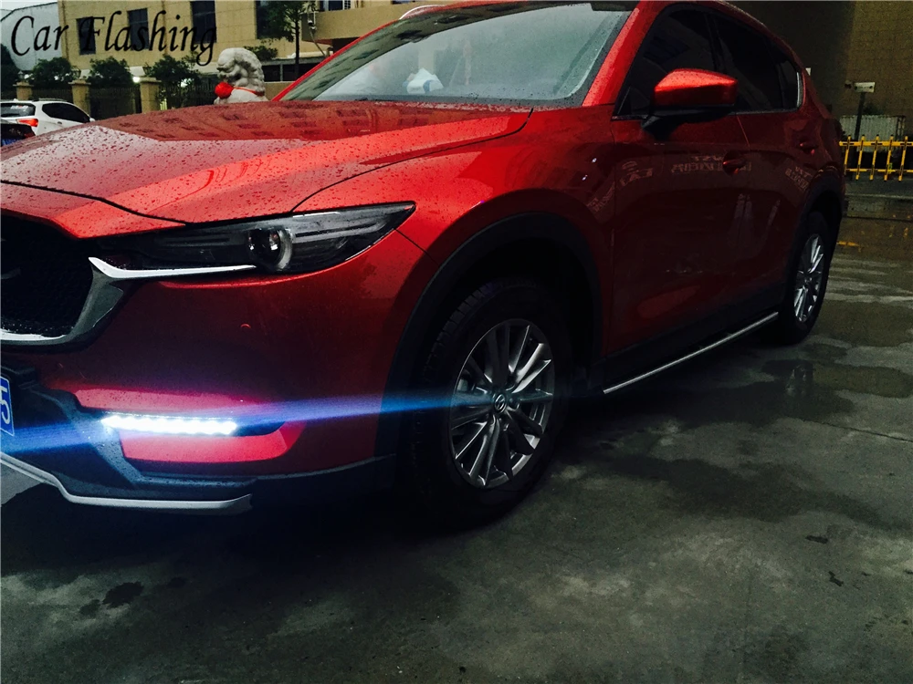 Автомобильный мигающий 1 комплект 12 в светодиодный DRL Дневной ходовой свет Дневной свет с желтым поворотным сигналом противотуманная фара для Mazda CX5 CX-5
