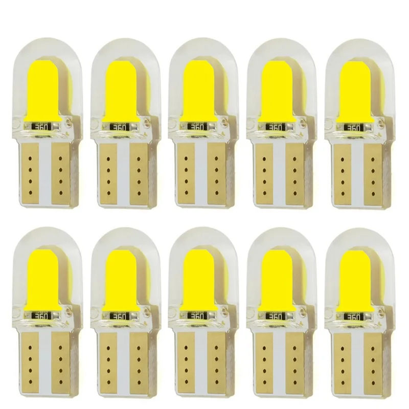 10 шт. T10 W5W силиконовый корпус COB светильник WY5W силикагелевый светодиодный фонарь