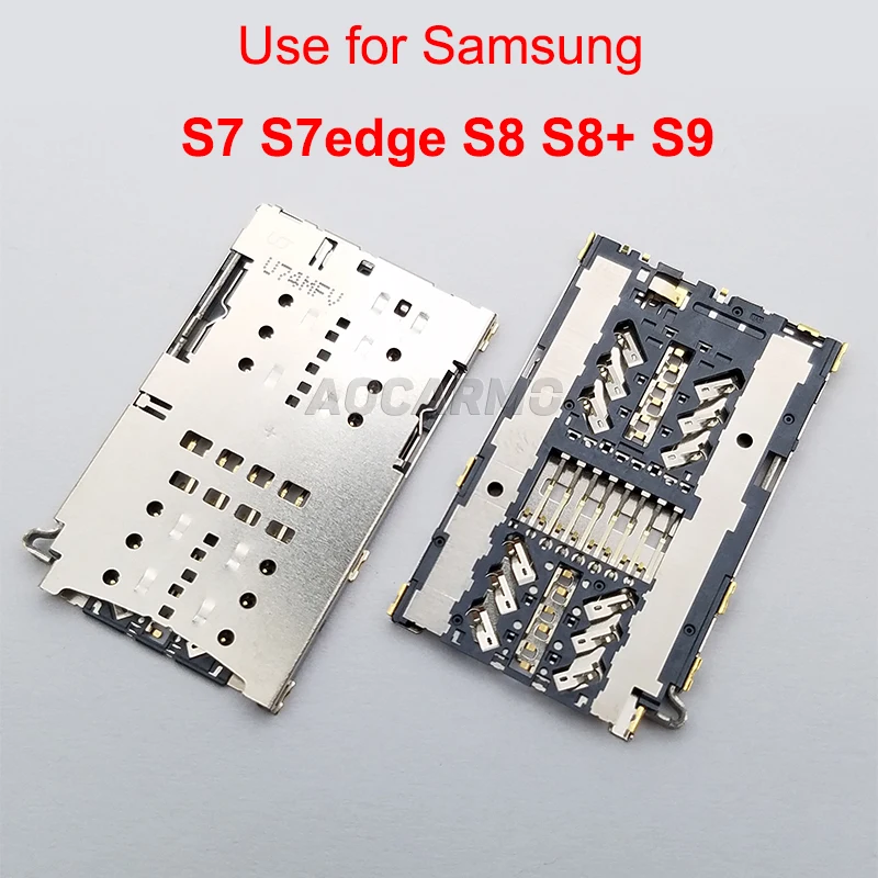 Aocarmo SIM считыватель держатель для карт на плате разъем для samsung Galaxy S7 S7edge S8+ S9 G9350 G9300 G9500 G9550 G9600 Plus Edge