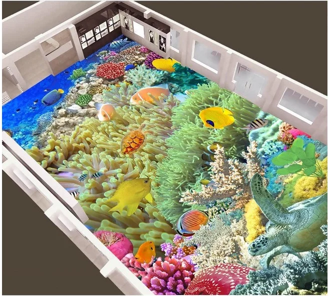 3d ПВХ пол на заказ фото водонепроницаемый стикер коралловый морской мир