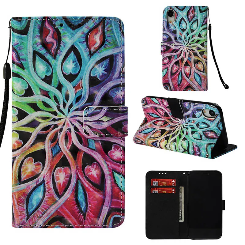 Spread Flowers Ретро флип-чехол для iPhone XS Max Xr X 10 XS кожаный бумажник подставка чехол для samsung Galaxy Note 9 8 S9 Plus S9+ чехол Coque A21 - Цвет: Spread Flowers