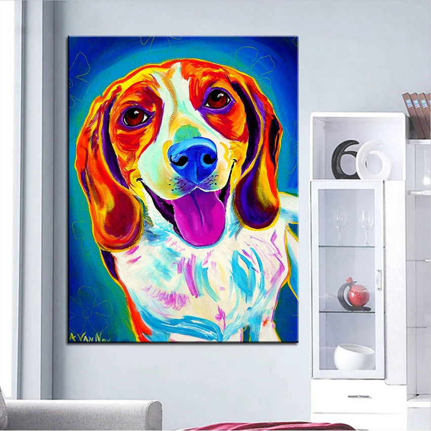 Большой размер картина маслом настенная живопись beagle lucy домашнее декоративное