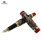 Металлическая перьевая ручка с китайским драконом, наконечник F 0,5 мм, гибкий преобразователь, роскошные ручки для бизнеса, офиса, рождественского подарка с подарочной сумкой