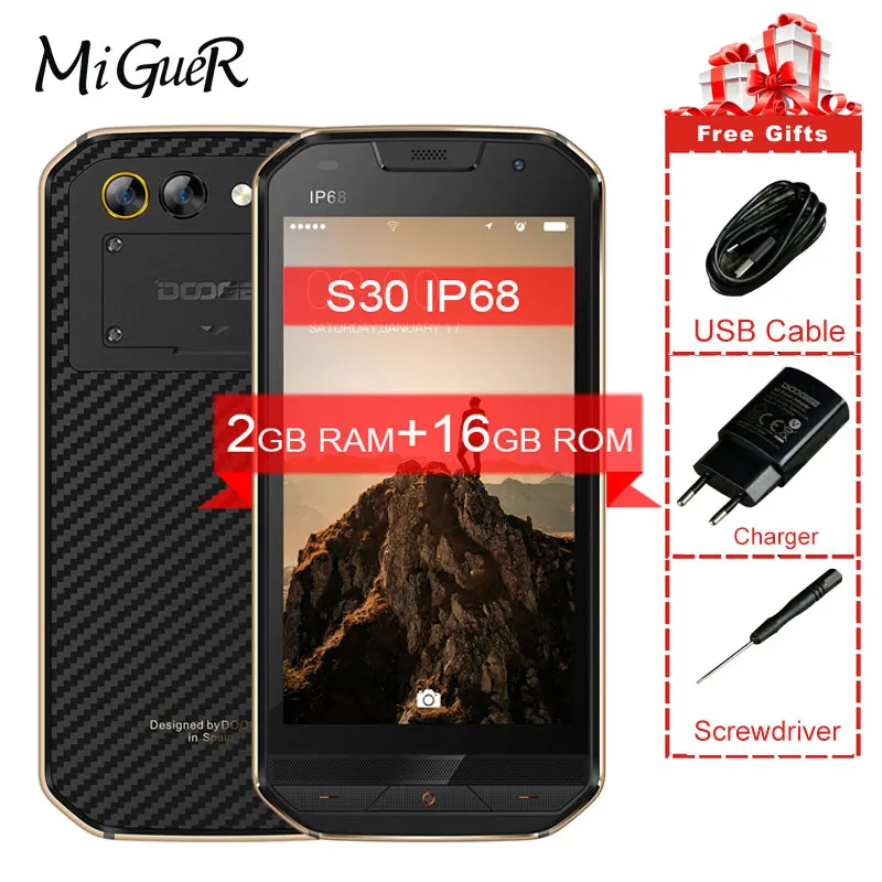 DOOGEE S30 IP68 водонепроницаемый мобильный телефон 5580 мАч 8 0 МП 2 Гб ОЗУ 16 ПЗУ 5 &quotHD Android 7
