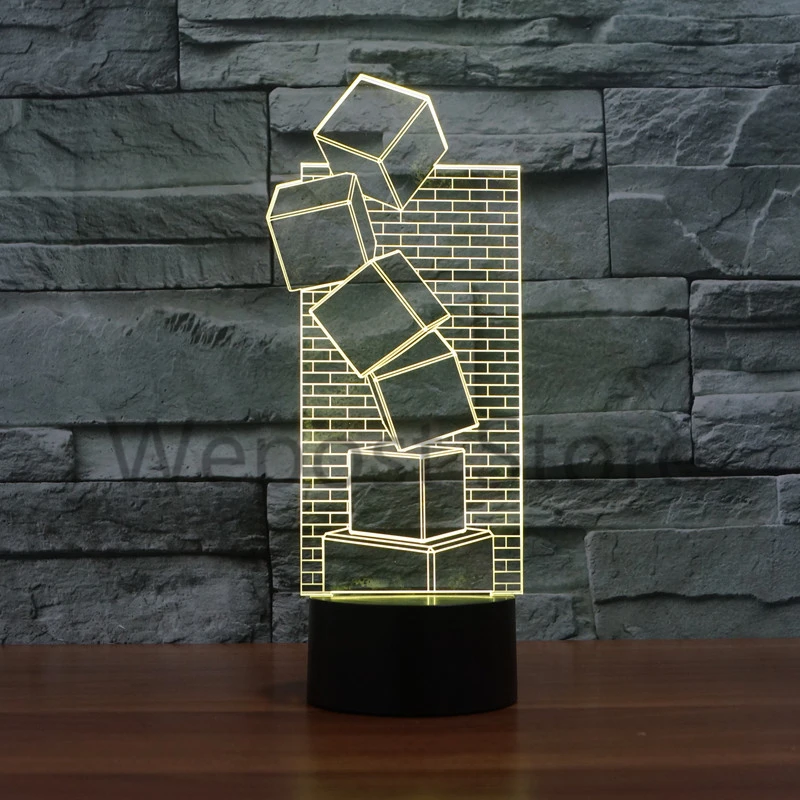 Новинка светящийся куб 7 видов цветов меняющий светодиодный ночник строительный