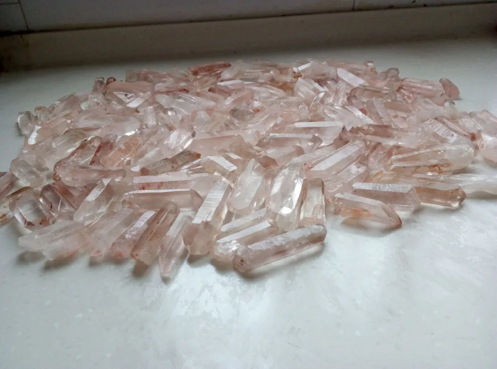 1/4 фунтов натуральный розовый Lemurian Seed кварцевый кристалл точка Бразилия