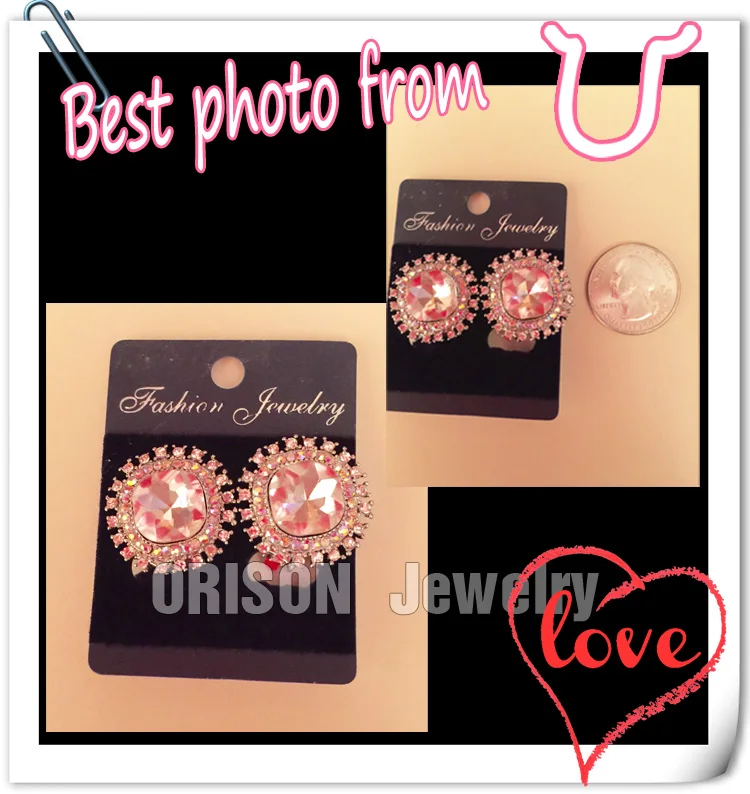 OCESRIO Необычные большие серьги-клипсы с кристаллами для женщин круглые цветком