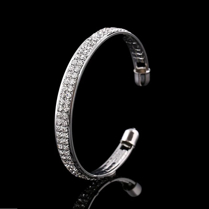 1 шт. Женский Золотой/серебристый с кристаллами манжета Шарм Bangel pulseiras para as mulheres love