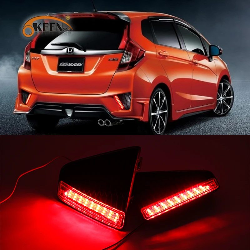 OKEEN 2x красный светодиодный задний бампер отражатель стоп светильник для Honda JAZZ FIT