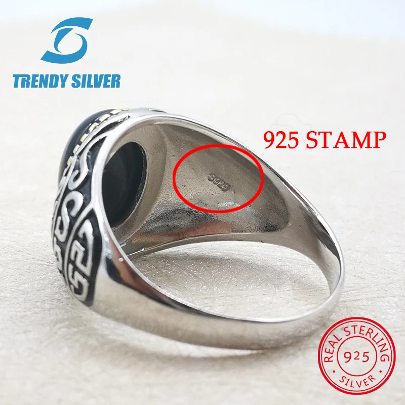 silver 925 fine jewelry man rings men accessories turquoise gemstone natural black onyx red agate wholesale TRENDY SILVER TCR409 | Украшения