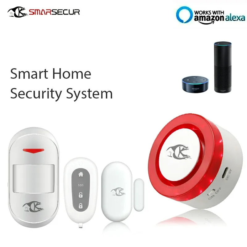 Wi-Fi сияющая светильник вая сирена 1xпульт дистанционного управления 1xdoor Contact 1xpir датчик для системы безопасности умного дома