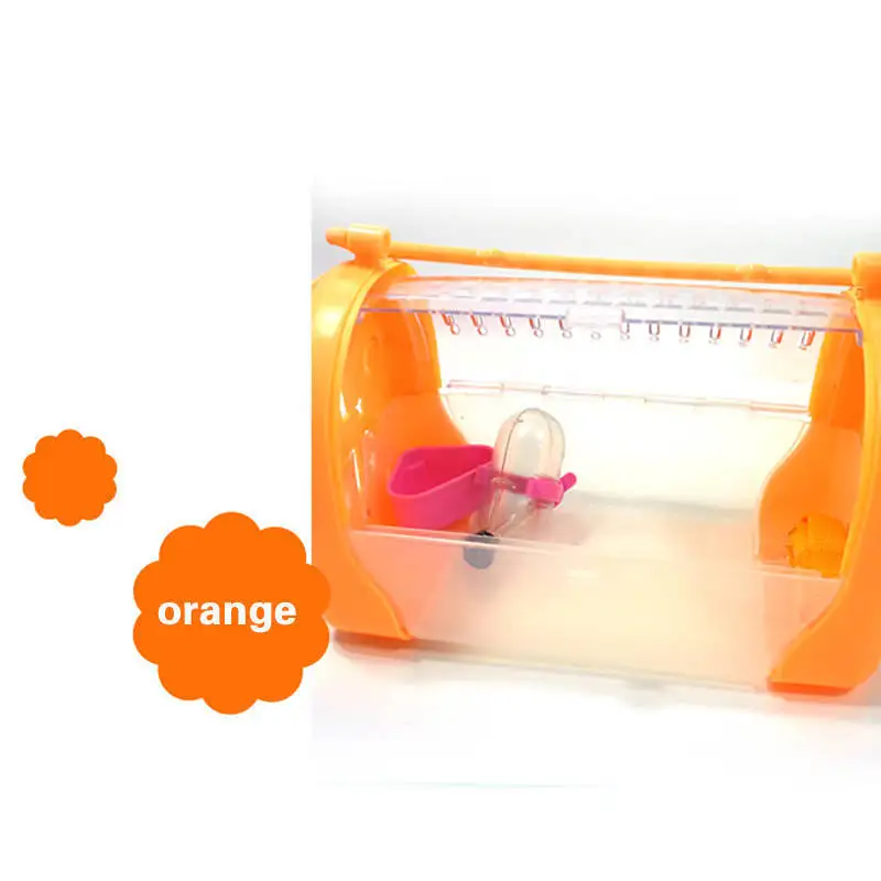 Orange Портативная переноска для хомяков, клетка для путешествий на открытом воздухе, хомяк, украшение для дома, обитания животных, акриловый пластиковый домик, маленькая клетка для ремня для домашних животных - Цвет: Orange