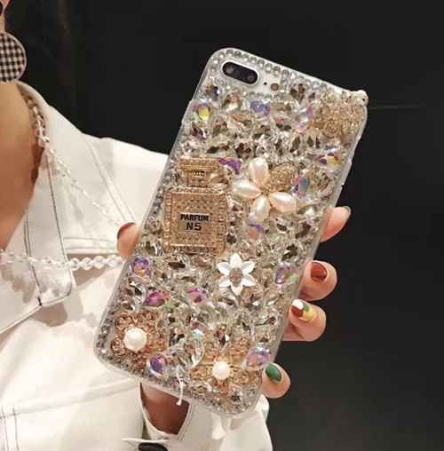 Casyva luxurious Flower Diamond Phone Case for honor Y5 Y6 Y7 Y9 PRO 2019 2018 2017 hard Back Cover |