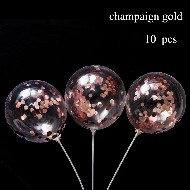 rose gold 10pcs 12 ''10 шт. воздушный шар" Конфетти "латексные золотистые Воздушные шары Декорации на свадьбу, вечеринку воздушные шары на день рождения детей гелия прозрачные воздушные шары - Цвет: rose gold 10pcs