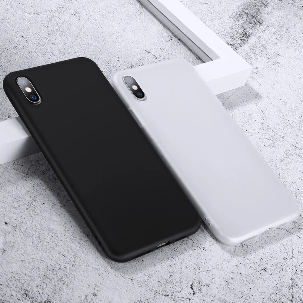 Мягкий ТПУ простой чехол для iPhone 7 8 X XS XR матовый Plus 5 5S 6 MAX Обложка Capa Coque Fundas |