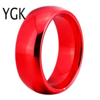 ygk jewelry 8mm width red color domed tungsten carbide wedding ring
