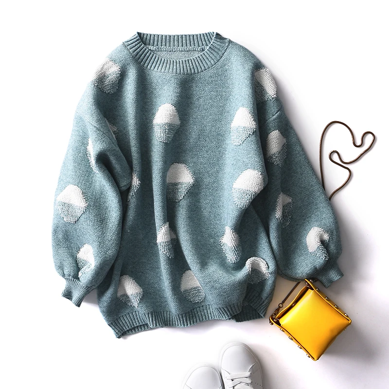 H.SA Women Loose Sweater and Pullovers Lantern Sleeve Winter Warm Thick Sweaters Casual Tops European Fashion Pull Femme jumper | Женская