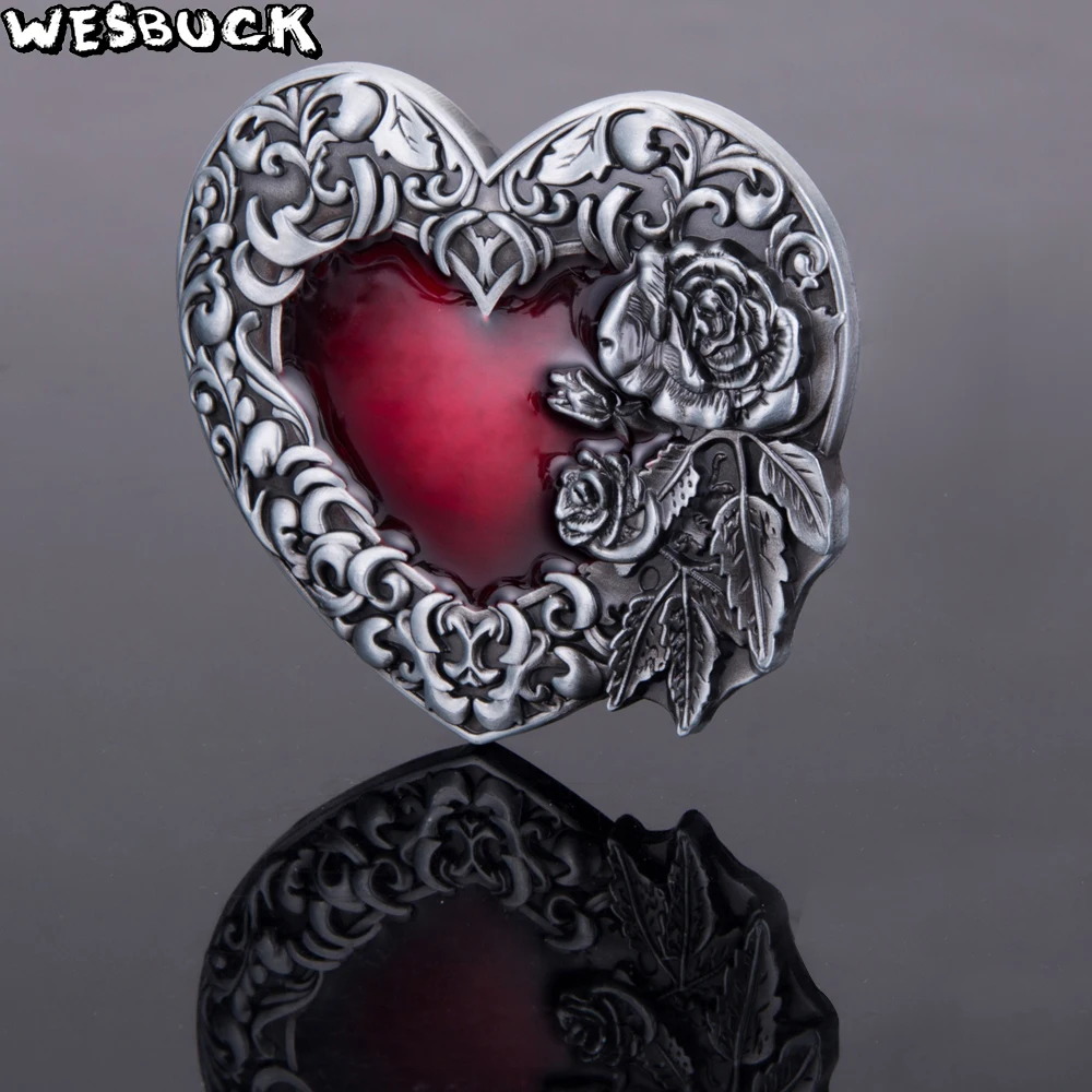 WesBuck Новинка Высокое качество 3D красные любовные розы модная пряжка для ремня