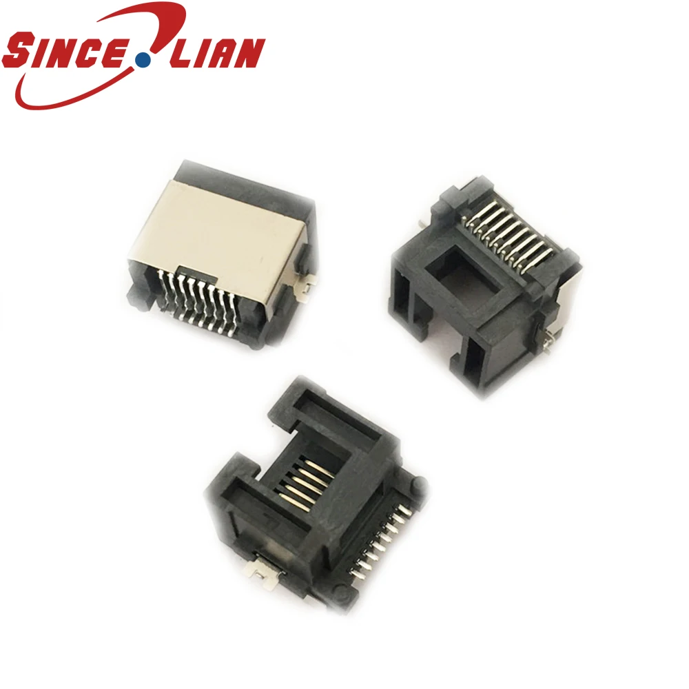 

RJ45 один сетевой порт 100 шт. MI45 SMT Раковина H = 5,5 мм пластиковое отверстие высота 11,6 SMD 8P8C разъем высокое качество