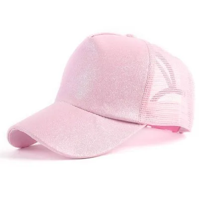 pink Sequins Блестящая бейсболка "конский хвост", Женская Бейсболка, кепка для папы, сетчатая Кепка для грузовика, летняя кепка, Женская Регулируемая Кепка в стиле хип-хоп - Цвет: pink Sequins