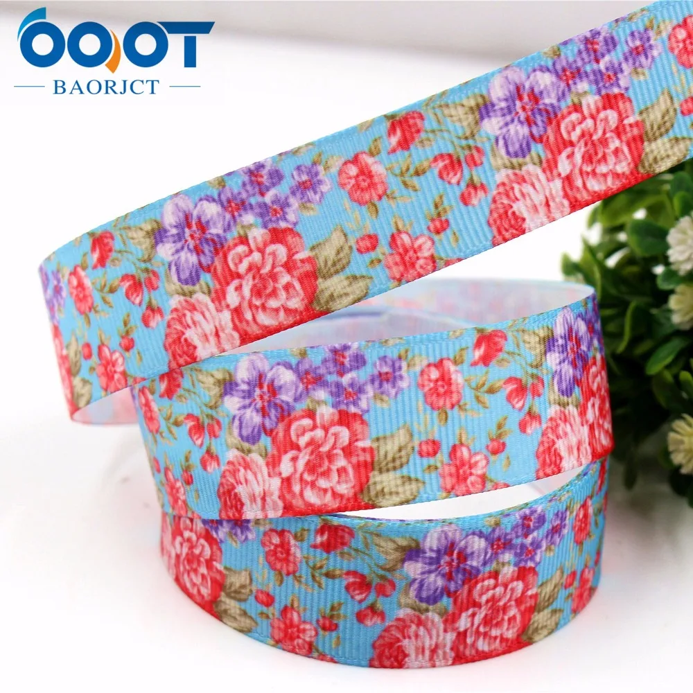 OOOT BAORJCT 175166 22 мм 10 ярд ленты с цветами Термальность печатным рисунком grosgrain