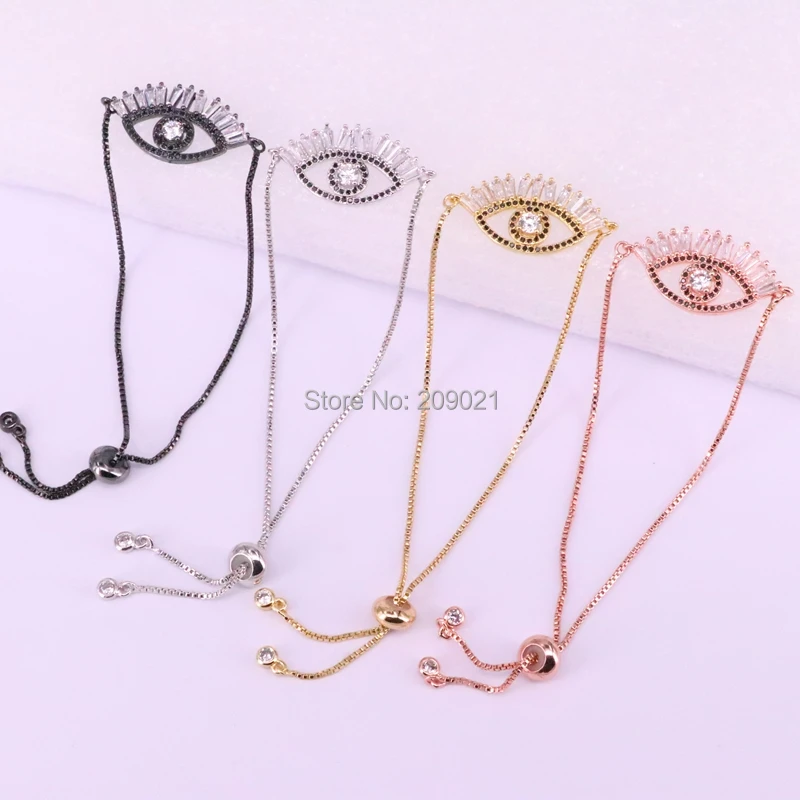 

New 10Pcs Jewelry Women Bracelet Fashion Chain Bracelets Charm Micro Pave CZ Crystal Eyes Bracelet