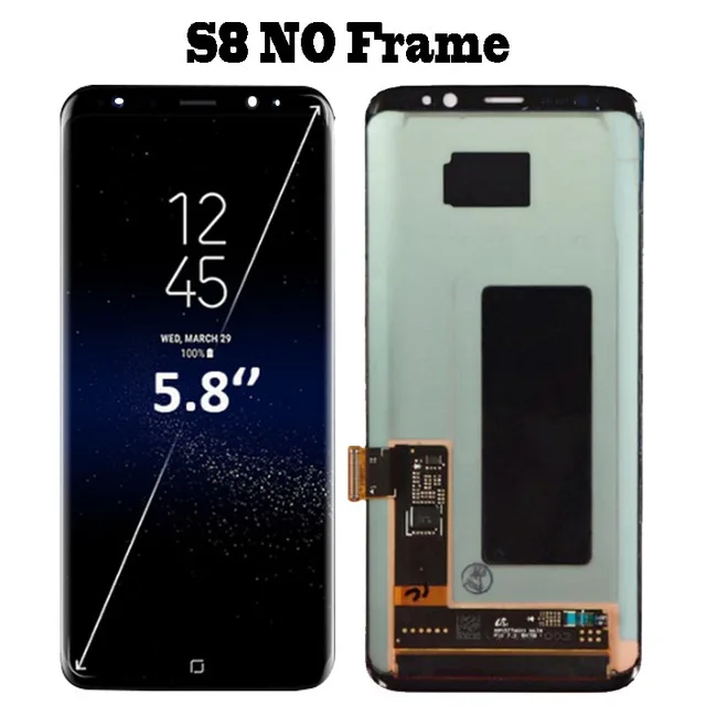 Сменный экран для samsung Galaxy S8 G950F G950U lcd S8 Plus G955 G955F, сенсорный дигитайзер в сборе - Цвет: S8 Black No Frame