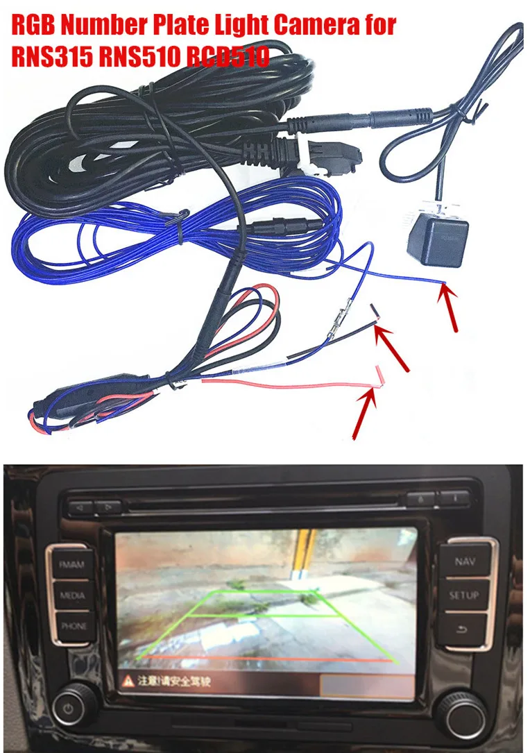 VW RGB заднего вида Камера РВК Трассировка линии трек Golf Plus Jetta MK5 5 MK6 VI Tiguan Passat b7 RNS510