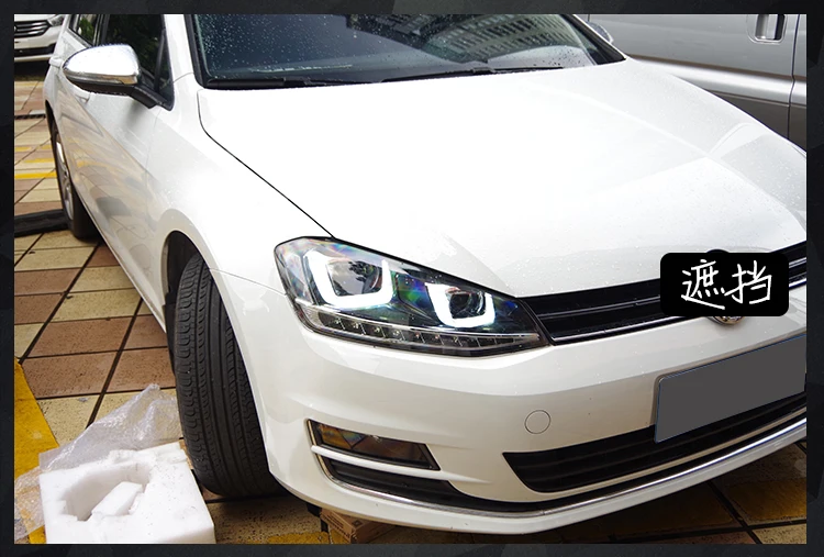AKD автомобильный стайлинг головной фонарь для VW Golf 7 фары для автомобиля Golf7 светодиодный фонарь ангел глаз DRL светодиодный сигнал H7 D2H Hid вариант биксеноновый луч